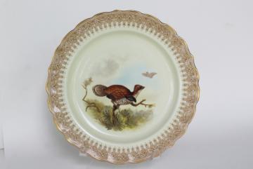 catalog photo of antique 1800s ironstone game birds bird plate, Geo Shreve Royal Worcester china