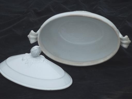 photo of antique 1800s vintage Davenport china white ironstone tureen or covered dish #7