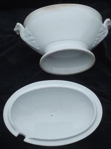 photo of antique 1800s vintage Davenport china white ironstone tureen or covered dish #8