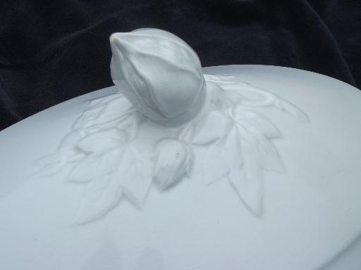 photo of antique 1800s vintage Davenport china white ironstone tureen or covered dish #11