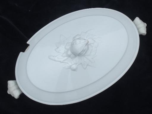 photo of antique 1800s vintage Davenport china white ironstone tureen or covered dish #12