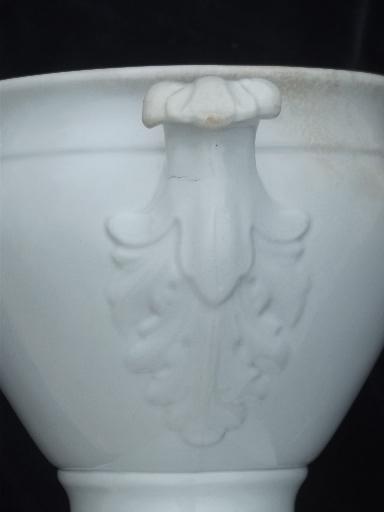 photo of antique 1800s vintage Davenport china white ironstone tureen or covered dish #13