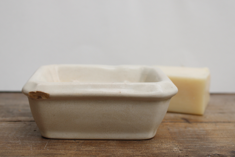 photo of antique 1800s vintage china soap dish, soap drainer stained white ironstone shabby Victorian utility ware #1