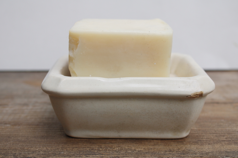 photo of antique 1800s vintage china soap dish, soap drainer stained white ironstone shabby Victorian utility ware  #5
