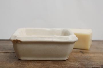 antique 1800s vintage china soap dish, soap drainer stained white ironstone shabby Victorian utility ware 