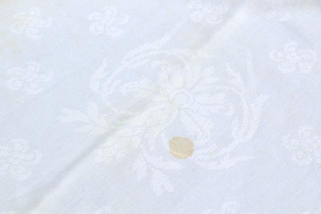 photo of antique 1800s vintage cotton damask tablecloth, redwork embroidery border #11