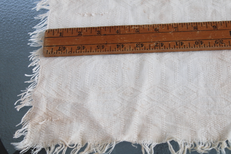 photo of antique 1800s vintage handwoven homespun natural linen tablecloth or coverlet, early Americana fabric #3