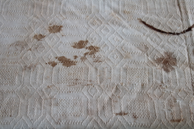 photo of antique 1800s vintage handwoven homespun natural linen tablecloth or coverlet, early Americana fabric #11