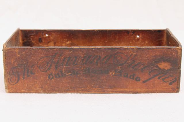 photo of antique 1800s vintage wood cigar box w/ old script lettering advertising Havana cigars #6