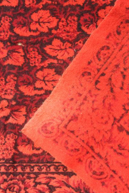 photo of antique 1800s vintage wool tablecloth, turkey red William Morris style print #2