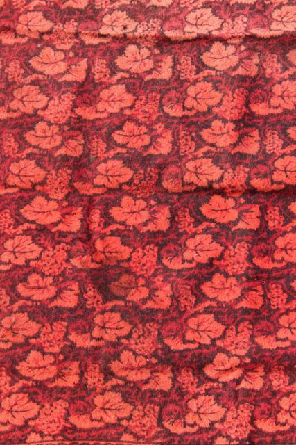 photo of antique 1800s vintage wool tablecloth, turkey red William Morris style print #4