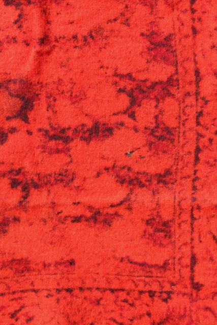 photo of antique 1800s vintage wool tablecloth, turkey red William Morris style print #6