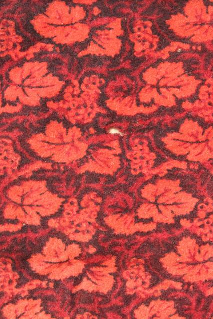 photo of antique 1800s vintage wool tablecloth, turkey red William Morris style print #12