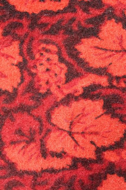 photo of antique 1800s vintage wool tablecloth, turkey red William Morris style print #14