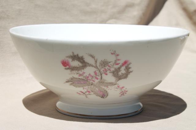 photo of antique 1860s wedding punch bowl, civil war vintage moss rose ironstone china #4