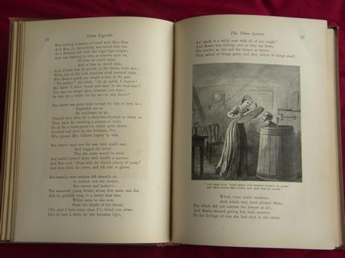 photo of antique 1870s Farm Legends illustrated poetry, Victorian gilt art binding #3