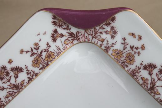 photo of antique 1880s Haviland Limoges china tray or serving plate w/ folded handkerchief edge  #3