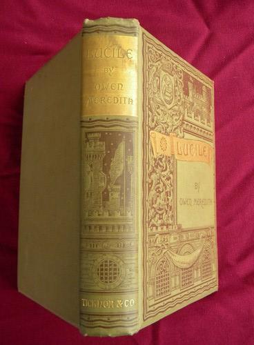 photo of antique 1880s Lucile illustrated poetry w/ Victorian gilt art binding #4