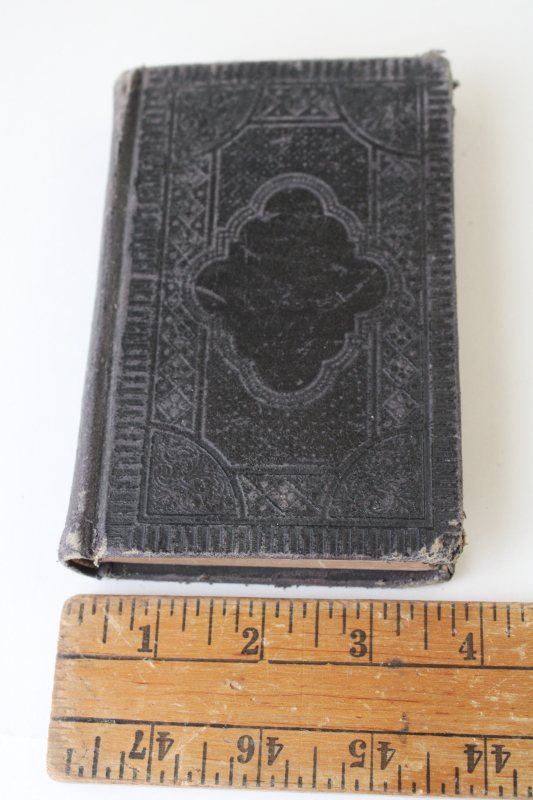 photo of antique 1890 German Lutheran hymnal, small worn religious book w/ ornate black cover, vintage Bible  #2
