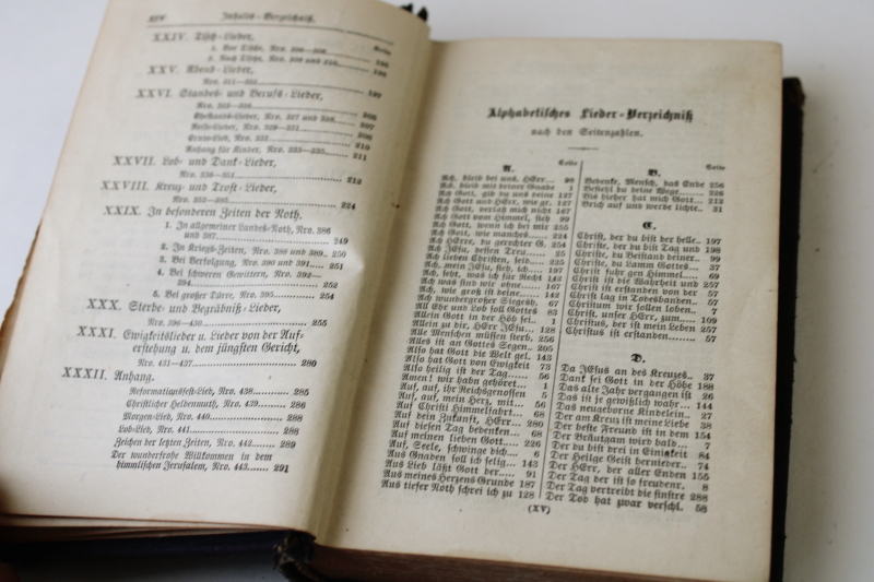 photo of antique 1890 German Lutheran hymnal, small worn religious book w/ ornate black cover, vintage Bible  #5