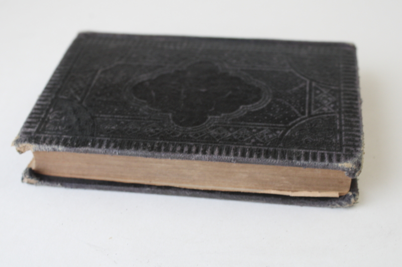 photo of antique 1890 German Lutheran hymnal, small worn religious book w/ ornate black cover, vintage Bible  #6