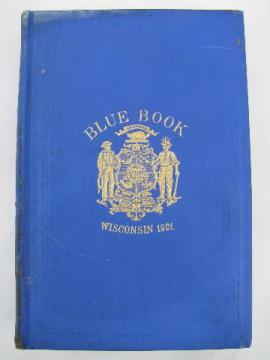 catalog photo of antique 1901 Wisconsin Blue Book, genealogy, statistics, National Guard officers