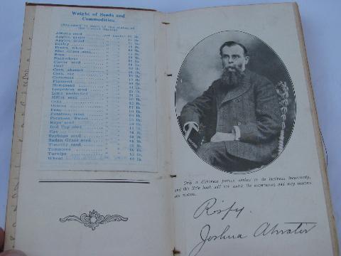 photo of antique 1902 farmers handbook, grain weights and prices, farm hand wages etc #2