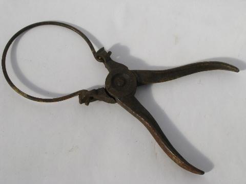 photo of antique 1902 jar lid opener clamp, old iron kitchen tool, vintage kitchenware #1