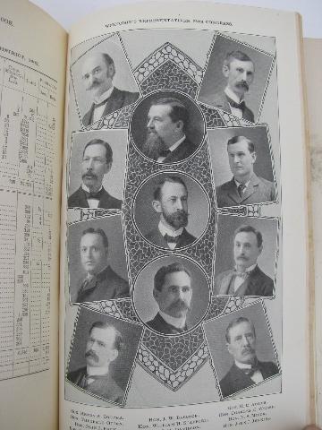 photo of antique 1903 Wisconsin Blue Book, genealogy, pop. statistics, Grand Army of the Republic #2