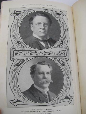 photo of antique 1903 Wisconsin Blue Book, genealogy, pop. statistics, Grand Army of the Republic #3