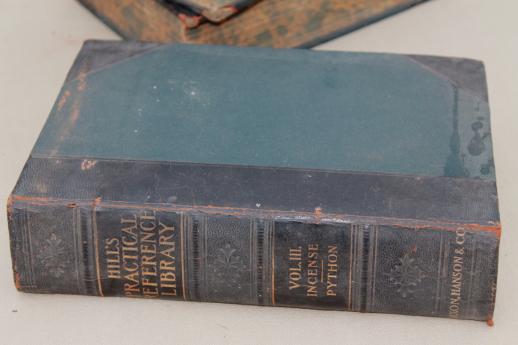 photo of antique 1906 four volume reference library, Hill's pratical illustrated encyclopedia books #3