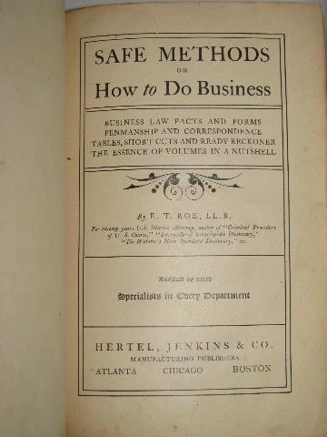 photo of antique 1907 T.E. Roe businessman's handbook 'Safe Methods or How to do Business' #2