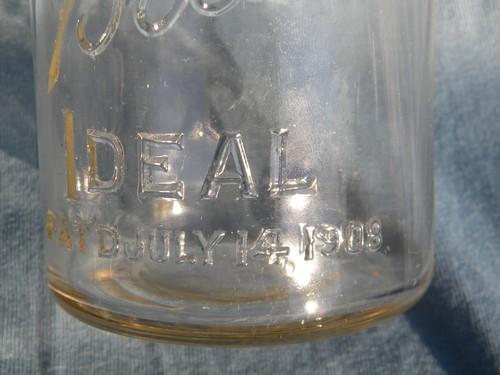 photo of antique 1908 Ball Ideal canning jars, glass lightning lids w/ wire bails #5