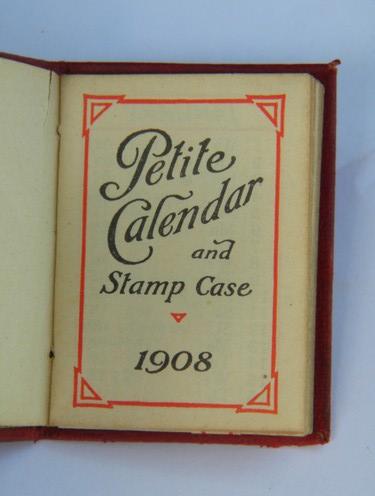 photo of antique 1908 Phenix Insurance Brooklyn, NY pocket calendar and stamp case #2