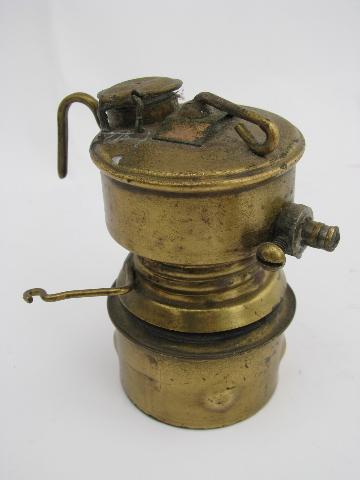 photo of antique 1914 brass Guys Dropper carbide caver or miner's head lamp for restoration or parts #4