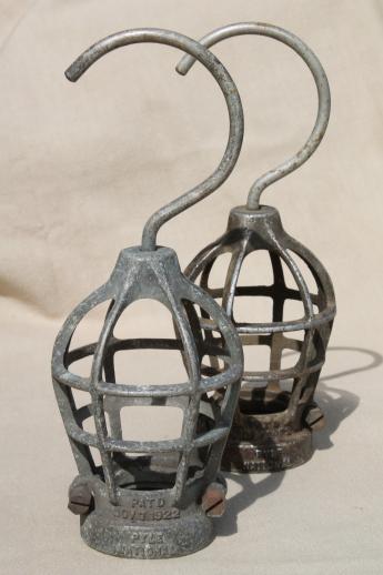 photo of antique 1920s vintage industrial light cages for work light or factory lighting #1