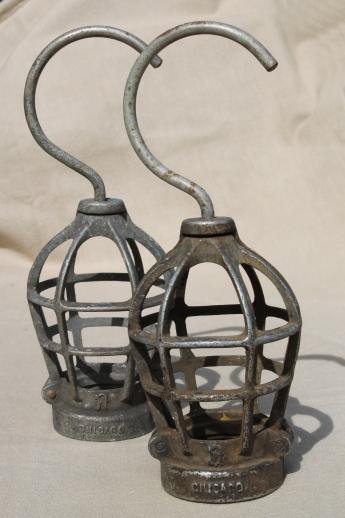 photo of antique 1920s vintage industrial light cages for work light or factory lighting #4