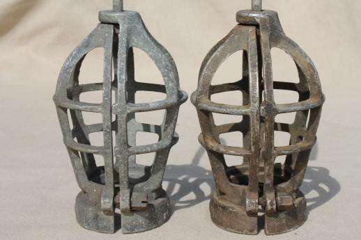 photo of antique 1920s vintage industrial light cages for work light or factory lighting #7