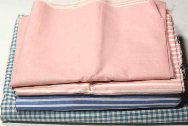 photo of antique 1920s vintage shirting fabric, striped pink green blue silky smooth cotton #2