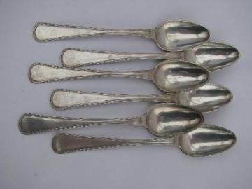 catalog photo of antique 19th century coin silver spoons, 6 sterling teaspoons