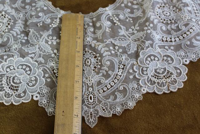 photo of antique 19th century vintage french alencon lace, WIDE needle lace bertha collar w/ bobbles #3