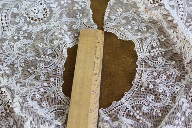 photo of antique 19th century vintage french alencon lace, WIDE needle lace bertha collar w/ bobbles #4