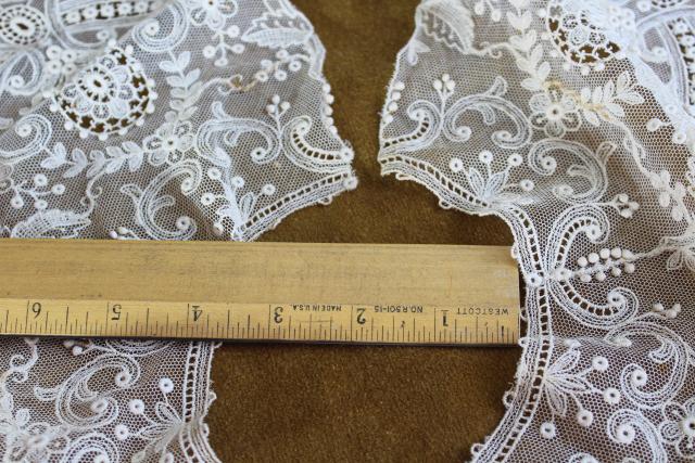 photo of antique 19th century vintage french alencon lace, WIDE needle lace bertha collar w/ bobbles #5