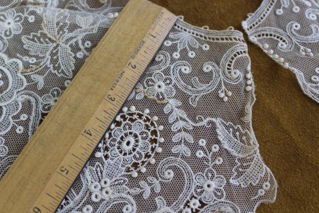 photo of antique 19th century vintage french alencon lace, WIDE needle lace bertha collar w/ bobbles #8