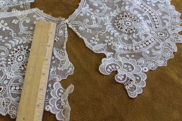 photo of antique 19th century vintage french alencon lace, WIDE needle lace bertha collar w/ bobbles #9