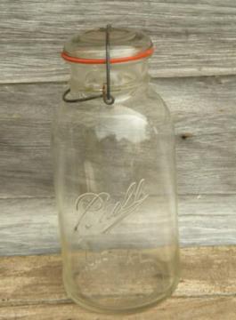 catalog photo of antique 2 qt Ball Ideal Mason storage jar or canister w/1908 patent