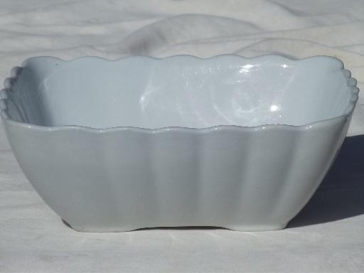 photo of antique Alfred Meakin white ironstone china bowl, square fluted serving dish #2