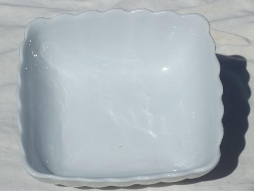 photo of antique Alfred Meakin white ironstone china bowl, square fluted serving dish #3