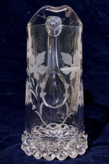 photo of antique Amazon pattern pressed glass pitcher w/ leaf & vine, EAPG vintage glassware  #5