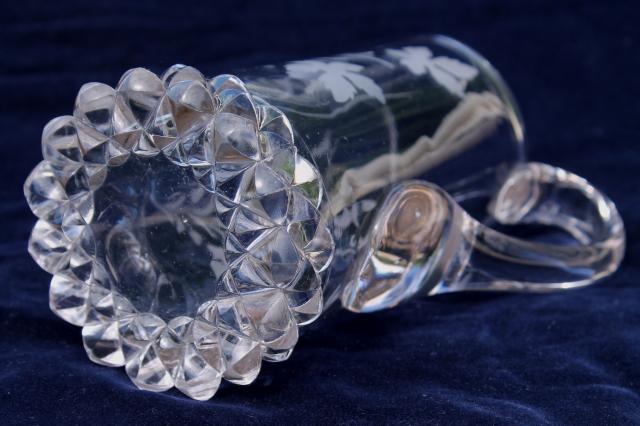 photo of antique Amazon pattern pressed glass pitcher w/ leaf & vine, EAPG vintage glassware  #8